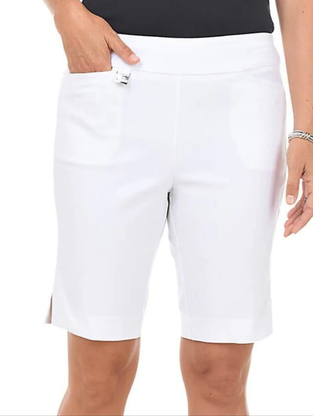 Lulu-B Women's Bermuda Shorts Pull-On Style-White Size 10